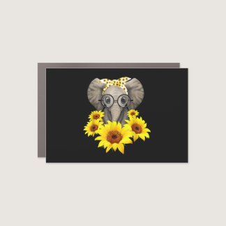 Elephant Sunflower Cute Elephant Love Sunflower Car Magnet