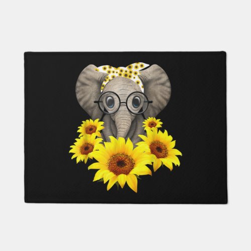 Elephant Sunflower Cute Elephant Love Sunflower Doormat