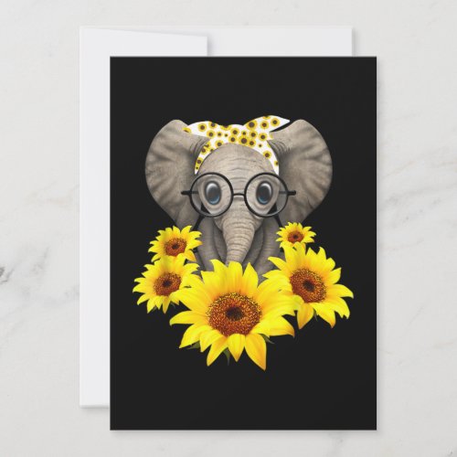 Elephant Sunflower Cute Elephant Love Sunflower Invitation