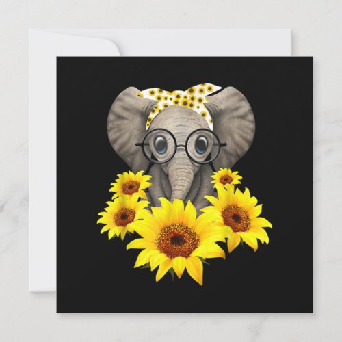 Elephant Sunflower Cute Elephant Love Sunflower Invitation