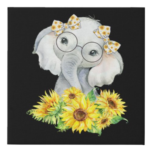 Elephant Sunflower Gifts Faux Canvas Print