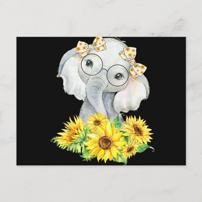 Elephant Sunflower Gifts Holiday Postcard (Front)