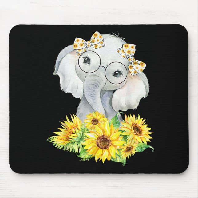Elephant Sunflower Gifts Mouse Pad (Front)