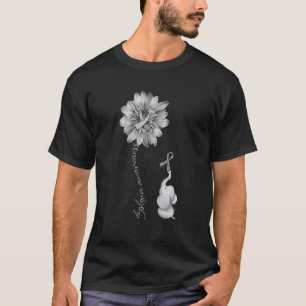 Elephant Sunflower Gray Ribbon Dyslexia Awareness T-Shirt