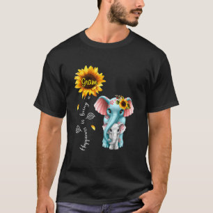 Elephant Sunflower Happiness Is Being Gram Christm T-Shirt