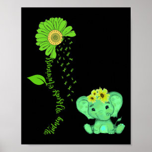Elephant Sunflower Kidney Disease Awareness Costum Poster