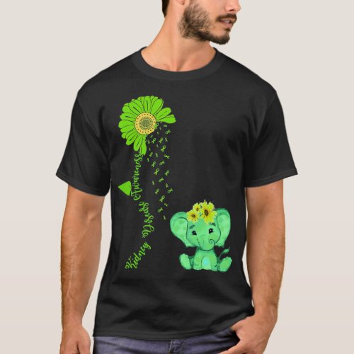 Elephant Sunflower Kidney Disease Awareness Costum T_Shirt