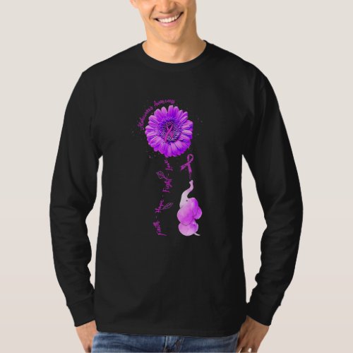 Elephant Sunflower Purple Faith Hope Fight Love Al T_Shirt