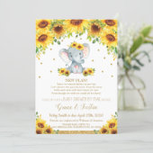 Elephant Sunflower Virtual Baby Shower by Mail Invitation (Standing Front)