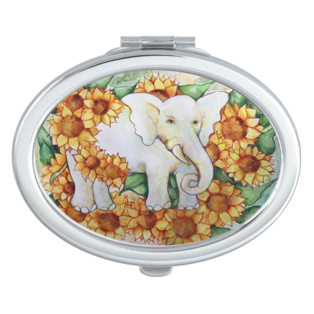 Elephant Sunflowers Compact Mirror (Front)