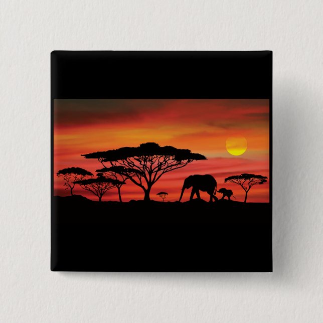 Elephant Sunset Button (Front)