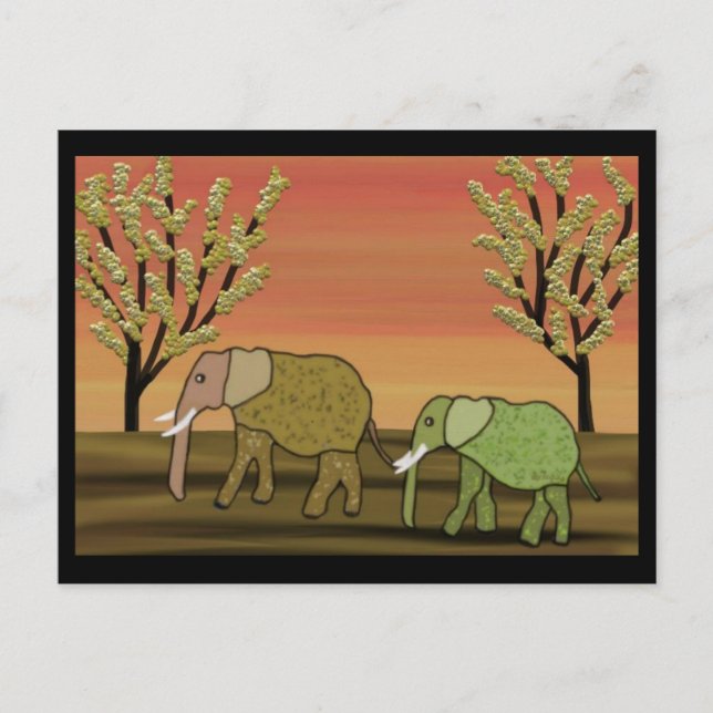 Elephant Sunset Postcard (Front)
