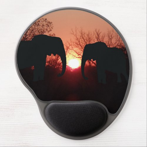 Elephant Sunset Silhouette Gel Mouse Pad