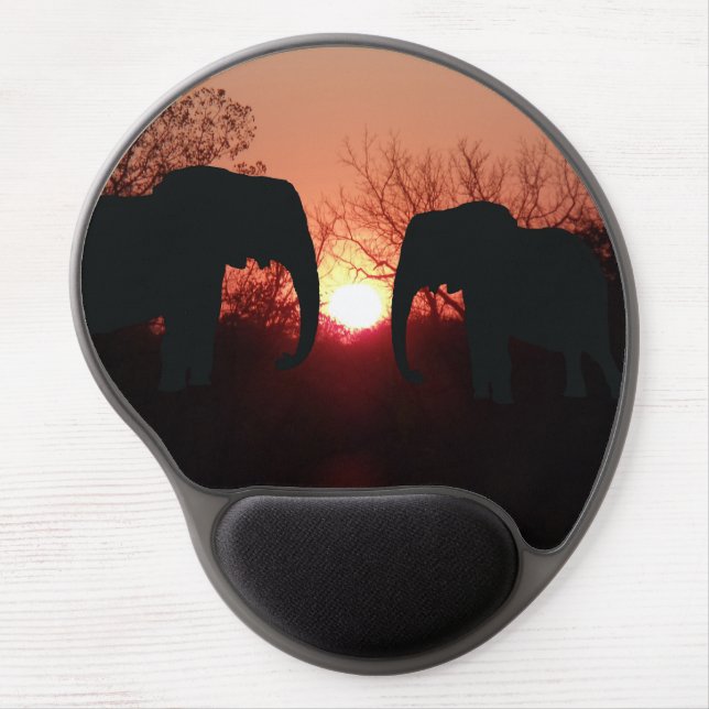 Elephant Sunset Silhouette Gel Mouse Pad (Front)