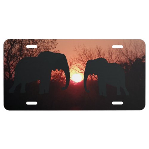 Elephant Sunset Silhouette Licence Plate