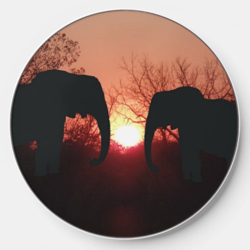 Elephant Sunset Silhouette Wireless Charger