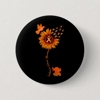 Elephant Suower Orange Ribbon Leukemia Cancer Button