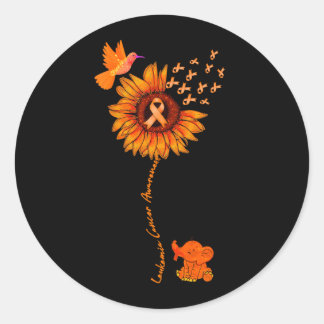 Elephant Suower Orange Ribbon Leukemia Cancer Classic Round Sticker