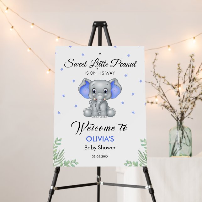 Elephant Sweet Little Peanut Baby Shower Welcome  Foam Board (In Situ (Stand))
