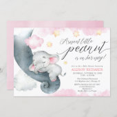 Elephant sweet little peanut cute girl baby shower invitation (Front/Back)