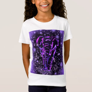 Elephant T-Shirt In Purple Pink Starry Night
