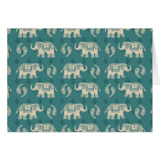 Elephant Teal Caravan Pattern Cards (Front Horizontal)