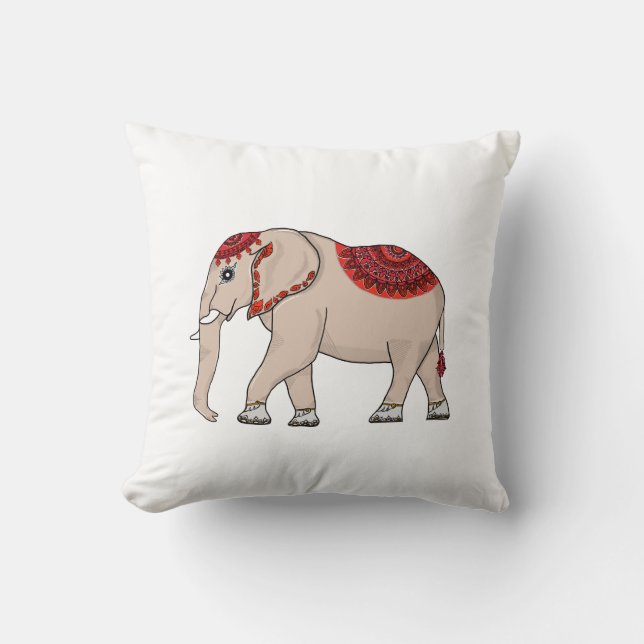 Elephant Thai style. Throw Pillow (Front)