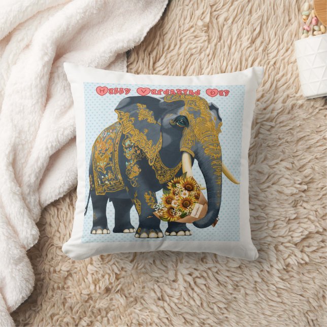 Elephant Thai style  Throw Pillow (Blanket)