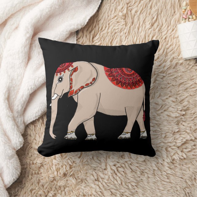 Elephant Thai style  Throw Pillow (Blanket)