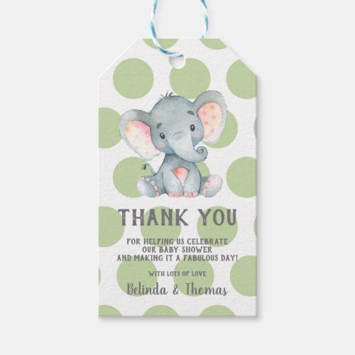 Elephant Thank You Baby Shower Gift tags