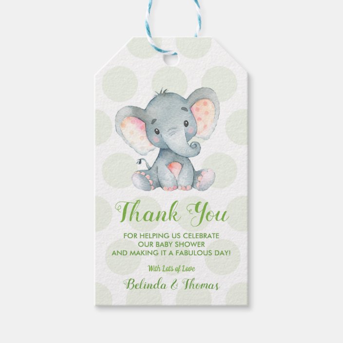 Elephant Thank You Baby Shower Gift Tags Zazzle Com