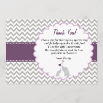 Elephant Thank You Card Baby Girl Shower Purple