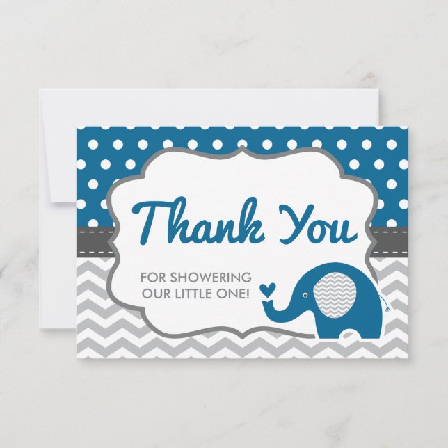 Elephant Thank You Card, EDITABLE COLOR (Front)