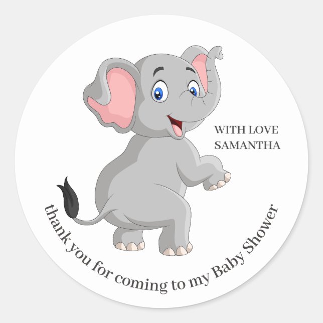 Elephant thank you classic round sticker (Front)