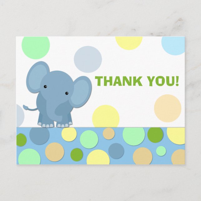 Elephant Thank You Postcard (Front)