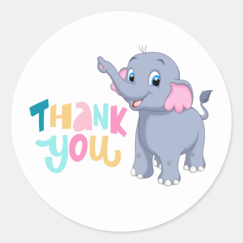 Elephant Thank You Sticker Cute Label