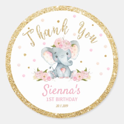Elephant Thank You Sticker Labels Birthday Favors