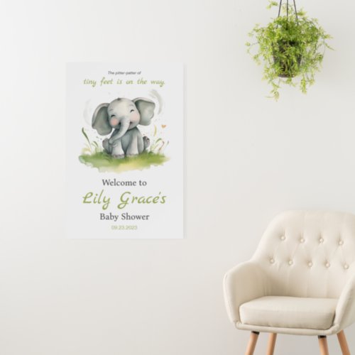 Elephant Theme Baby Shower Welcome Sign