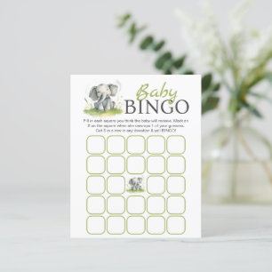Elephant Themed Baby Shower Bingo Paper Sheet
