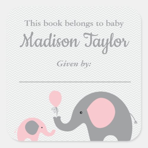 Elephant Themed Bookplate Sticker Blue Baby Shower