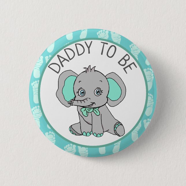 Elephant Themed Dad to Be Baby Shower Button (Front)