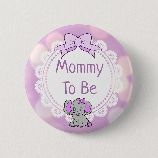 Elephant Themed Mommy to Be Baby Shower Button (Front)