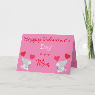 Elephant themed Valentine for Mom Card