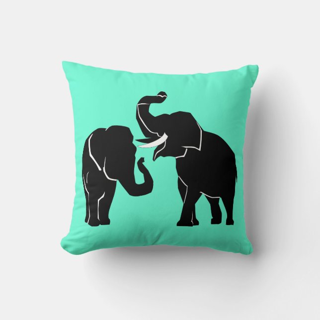 Elephant Throw Pillow - Custom Colors (Front)
