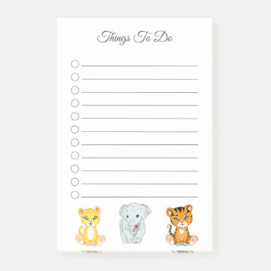 Elephant, Tiger & Leopard Things To Do Post-it Notes