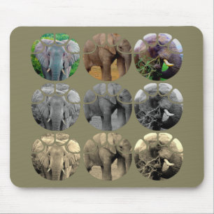 elephant tones   Sepia BW Color Mouse Pad