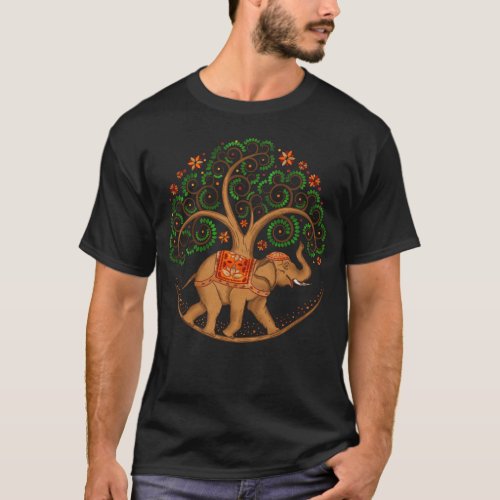 Elephant Tree of life in Mandala T_Shirt