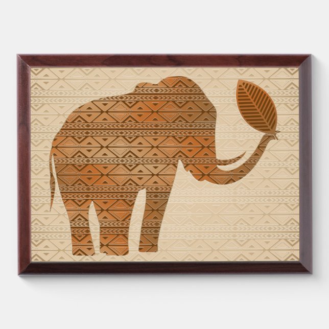 Elephant Tribal Art Design Award Plaque (Horizontal)