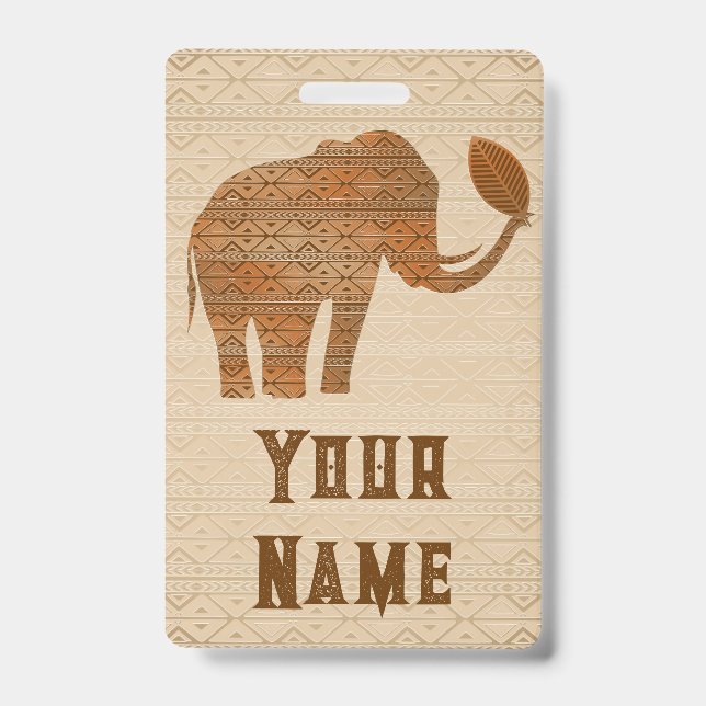 Elephant Tribal Art Design Badge (Front)