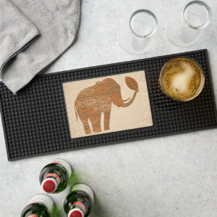 Elephant Tribal Art Design Bar Mat